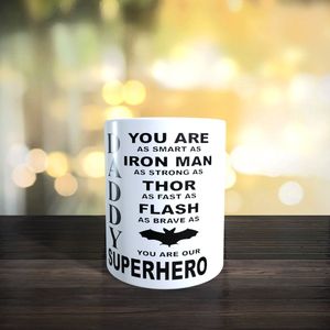 Daddy superhero mok - thor- iron man - flash - batman - fun - beker
