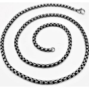 Jasseron Ketting - Stalen Gezwart Zilver Kleur - Schakelketting Unisex – 3,5 mm