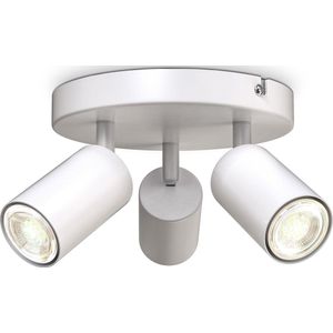 B.K.Licht - Plafondlamp - plafondspot met 3 lichtpunten -  spots - witte opbouwspots - draaibar - kantelbaar - GU10 fitting - plafoniere - excl. GU10