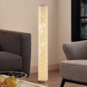 Lindby - LED vloerlamp - 1licht - polypropyleen-folie, kunststof - H: 103.5 cm - wit, chroom, zilver - Inclusief lichtbron