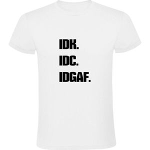 IDK. IDC. IDGAF. Heren T-shirt - code - sms - social media - afkorting - humor - grappig