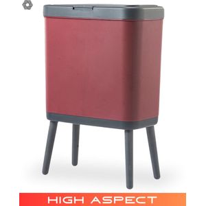 High Aspect® Prullenbak op Pootjes 15 Liter - Mat Rood / Afvalbak / Papierbak - Afvalemmer - Prullenbakken / Afvalemmers