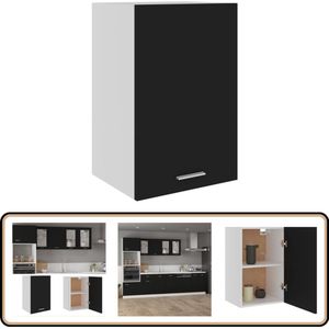 vidaXL Hangkast - 39,5x31x60 cm - Zwart Hout Keukenhangkast - Opbergkast - Houten Kast - Zwarte Kast - Kleine Kast