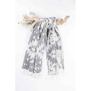 Hamamdoek Kelim Antracite 170x85cm - 170x85cm - Dun Katoenen Strandlaken - Saunadoek - Saunalaken- Omslagdoek - Stranddoek - Reishanddoek - Plaid