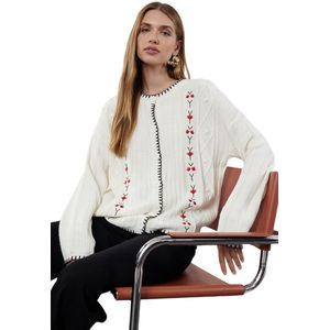 Trendyol Ecru Geborduurd Gedetailleerd Gebreide Vest Twoaw25Hi00026