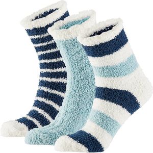 Apollo-Sokken | Bedsokken dames | Blauw | 3-Pak | One Size | Slaapsokken | Fluffy sokken | Warme sokken
