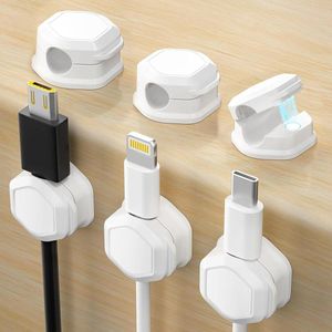 Zelfklevende magnetische kabelhouders - 6 stuks, bureau kabelorganizer, kabelclips, wandhouder voor kabels
