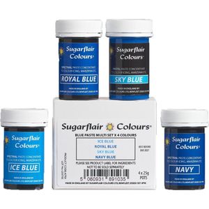 Sugarflair Sugarflair Paste Colour Mix Voedingskleurstoffen - Blauw - Set/4