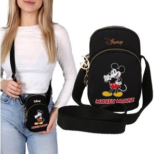 Mickey Mouse Disney Zwarte schoudertas/sachet, gouden elementen 12x18x6 cm