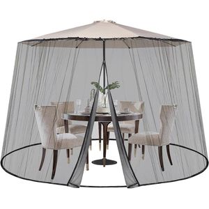 Verstelbaar Muggennet - Insectenbescherming voor Parasols - 2 Stuks - Zwart - 250-300 cm