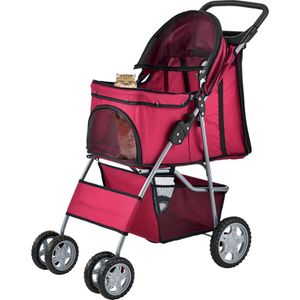 Hondenbuggy met 4 wielen 73x46x100 cm max. 15 kg rood