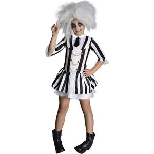 Rubies - Horror Films Kostuum - Beetlejuice Black And White Stripe Kind - Meisje - Zwart / Wit - Maat 128 - Halloween - Verkleedkleding