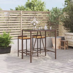 vidaXL Bartafel 110x70x110 cm - Rattan en Glas