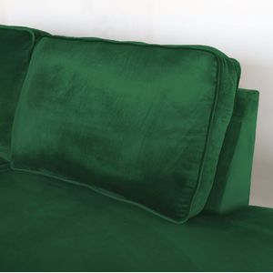 Hoekbank design Puckerto 290cm bank velvet donkergroen hoek loungebank links bankstel