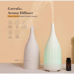 Garrafa Aroma Diffuser - Unieke Garrafa-vormige keramische behuizing - Wit - Warm licht - 120ml - Aromatherapie - Geurverspreider