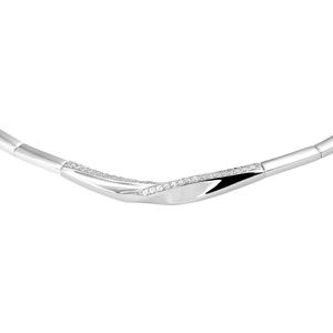 YO&NO - Ketting - Zilver - Zirkonia -  6,5 mm -  43 + 3 cm - Gerhodineerd -  Zilver 925