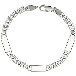 Juwelier Zwartevalk zilveren platte koningsschakel armband met platen - ET 50-3T/20cm -