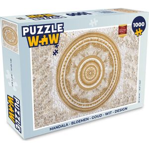 Puzzel Mandala - Bloemen - Goud - Wit - Design - Legpuzzel - Puzzel 1000 stukjes volwassenen