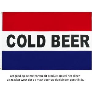 Vlag 150x90CM - Rood Wit Blauw - Driekleur - Cold Beer - Koud Bier - Nederlandse Vlag - Polyester Vlag