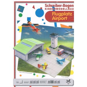 bouwplaat Vliegveld, gebouwen, voertuigen en vliegtuigen, Jeugd model 2