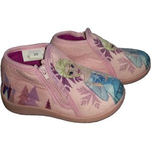 Frozen pantoffels - sloffen - roze - rits - rubberen zool - maat 25