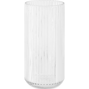 Navaris Geribbelde bloemenvaas van glas - Transparante glazen vaas - Voor verse bloemen, droogbloemen, of een kaars - 25 cm hoog