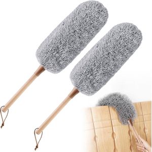 NORDIVAR® - Set van 2 Premium Microvezel Stofwissers met Bamboe Handvat-