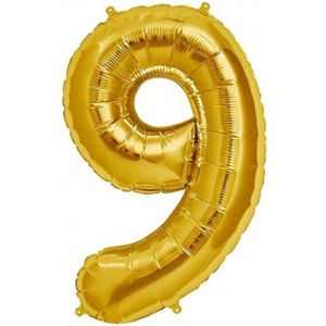 Helium ballon - Cijfer ballon - Nummer 9 - 9 jaar - Verjaardag - Goud - Gouden ballon -