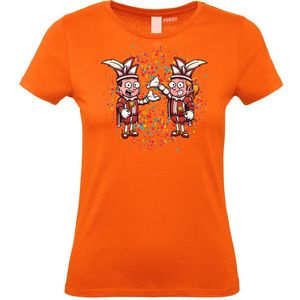 Dames T-shirt Carnavals Paar | Carnaval | Carnavalskleding Dames Heren | Oranje | maat S