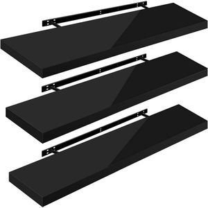 Rootz Set van 3 Wandplanken - Zwevende Planken - Display Richels - Duurzame MDF-constructie - Veelzijdige en eenvoudige installatie - 110 cm x 22,9 cm x 3,8 cm