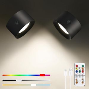 Wandlamp Oplaadbaar - Sharp Wandlamp voor binnen - USB-opladen - 3 kleuren - 3 helderheidsniveaus - led-wandlamp voor binnen - 360 graden draaibaar - touch-bediening - wandlampen draadloze Wandlamp Oplaadbaar