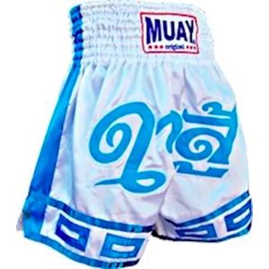 Muay Thai Short Fighters Heart - wit/blauw XS