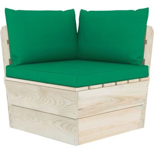 vidaXL Tuinhoekbank - Incl. kussens - Vurenhout - Groen Hoekbank - Palletbank - Buitenbank - Lounge Set - Tuinset