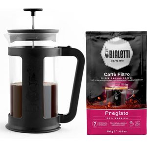 Bialetti French Press Smart 1000ml + Bialetti Pregiato Filterkoffie 300 gram