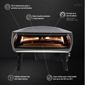 Witt ETNA Fermo GRAPHITE - Danish design pizza oven - gas - 500 graden in ca. 18 minuten