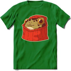 Hoodie frog T-Shirt Grappig | Dieren kikker Kleding Kado Heren / Dames | Animal Skateboard Cadeau shirt - Donker Groen - 3XL