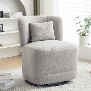Sweiko 360° draaibare vrijetijdsstoel, enkele sofa stoel, teddy fluwelen stoel, balkon draaibare stoel, met kussen en draaibare
