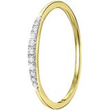 Lucardi Dames Ring met 11 diamanten 0,06ct - Ring - Cadeau - Moederdag - 14 Karaat Goud - Geelgoud