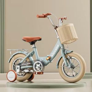 • Kinderfiets 14 inch • Meisjes en Jongesfiets met mandje en helm • Eerste fiets met zijwieltjes • Kinderfiets retro stijl • Kinderfiets groen 3-6 jaar