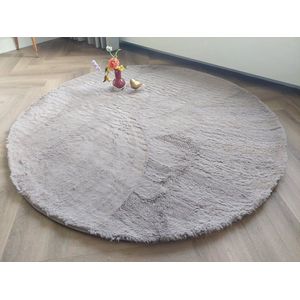 Tapijtdirect - Rabbit fur karpet Taupe - 200 cm rond - 5 kleuren, super zacht- woonkamer - slaapkamer- karpet voor onder de kerstboom- huiselijke sfeer