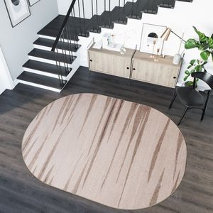 Tapiso Sari Vloerkleed Beige Ovaal Modern Woonkamer Slaapkamer Tapijt Maat- 120x170