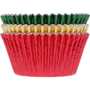 House of Marie Cupcake Vormpjes - Baking Cups - Folie Rood/Groen/Goud - pk/36