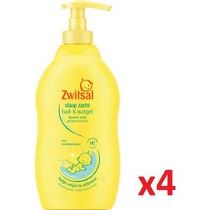 Zwitsal Bad- & Wasgel Voor Baby’s - Slaap Zacht - Helpt Vrijer Te Ademen Met Eucalyptusgeur - 4x400 ml