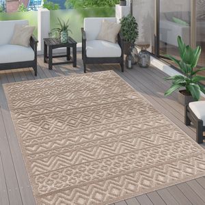 Paco Home Vloerkleed Tapijt Voor Binnen En Buiten Terras Keuken Scandinavisch Eenkleurig 200 cm Rund