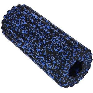 Grote Foamroller 32 x 14 CM - Blauw / Zwart Pilatesrol  - Professioneel Fitness Gym