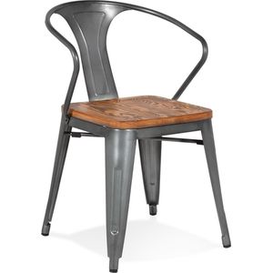 Alterego - METROPOLIS - Stoel in industriële stijl - Grijs - 55x52x77,5 cm