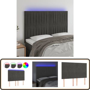 vidaXL Hoofdbord LED - Fluweel Donkergrijs - 144 cm Hoofdboard - Led Hoofdbord - Klassiek Hoofdbord - Velvet Hoofdbord - Grijs Hoofdbord