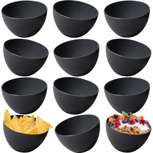 Set van 12 Mueslischaaltjes - Onbreekbare Soepkommen - 750 ml Dessertschalen - Antraciet-Zwart