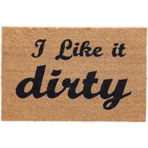 Relaxdays Deurmat 'I like it dirty' - kokosvezels - voordeurmat - 40x60 cm - natuur