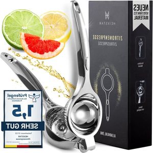 Handmatige Citroenpers - Universele Maat - Roestvrij - Vaatwasmachinebestendig - Grijs Etui - Sappers - Limoenpers - Citruspers